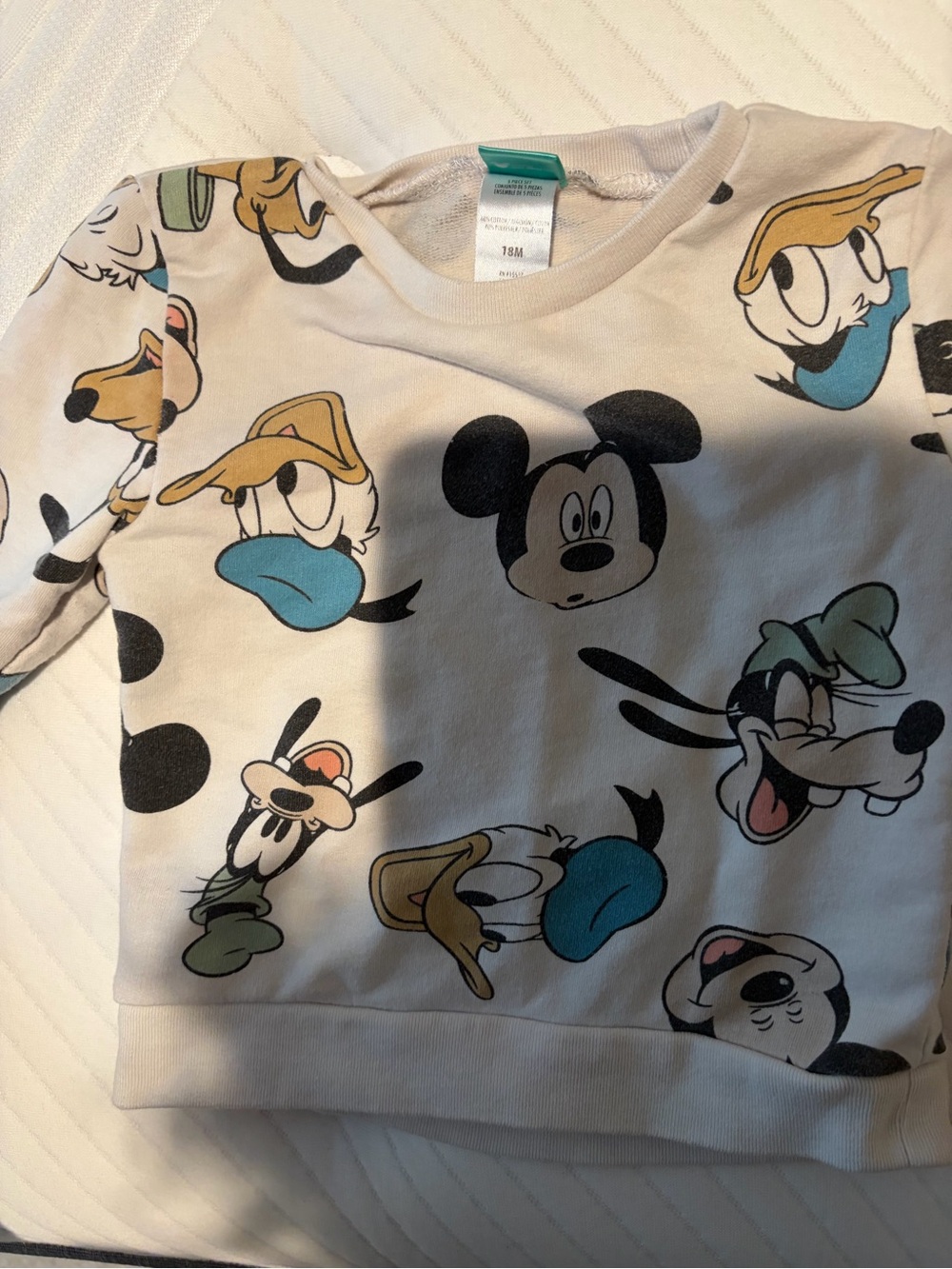 Disney Character Print Sweatshirt - Cream with Blue & Black Accents